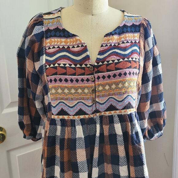 Hayden Los Angeles Embroidered Plaid Tunic Dress - Picture 4 of 9